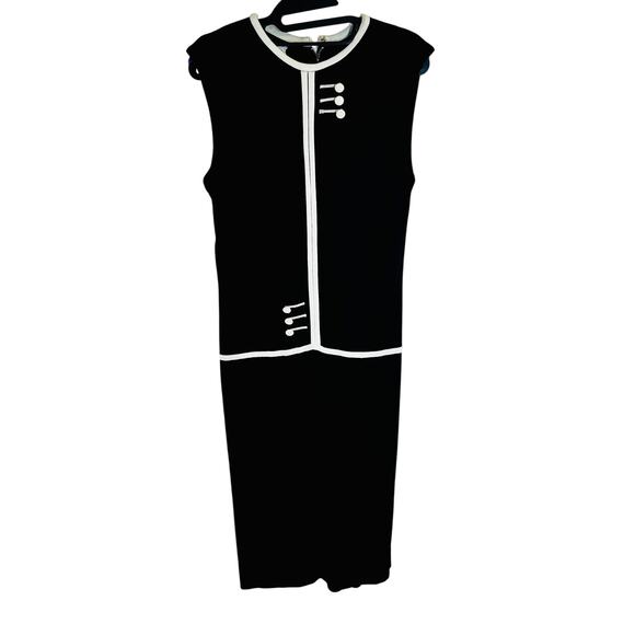 VINTAGE Mary Dobbs Sz 11 Sweater dress black white mod midi dress usa - Picture 1 of 9